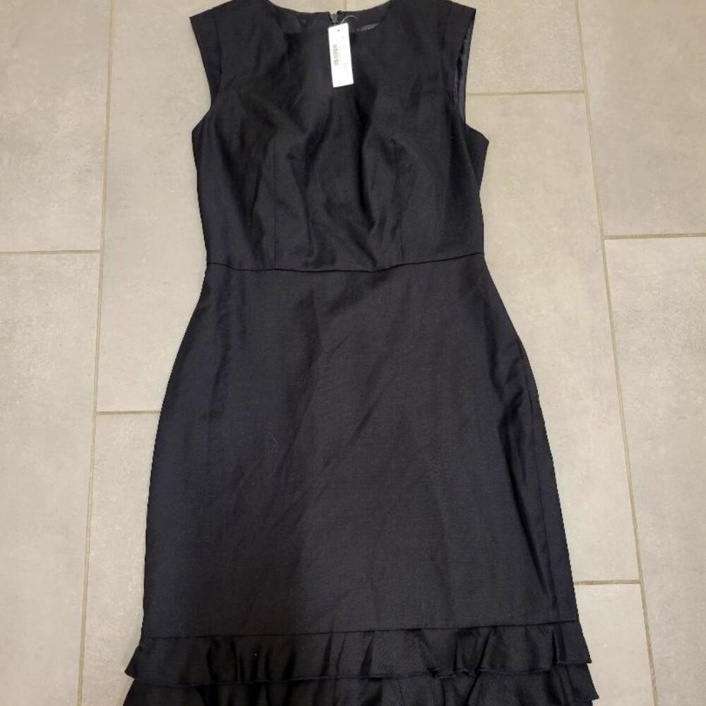 NWT J. Crew Black Ruffle Sheath Dress Womens Sz 0 MSRP $170
